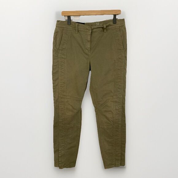 J Crew Women’s 31 Tall Green Chino Pants Ankle Zip Preppy Casual Pockets - Picture 1 of 12